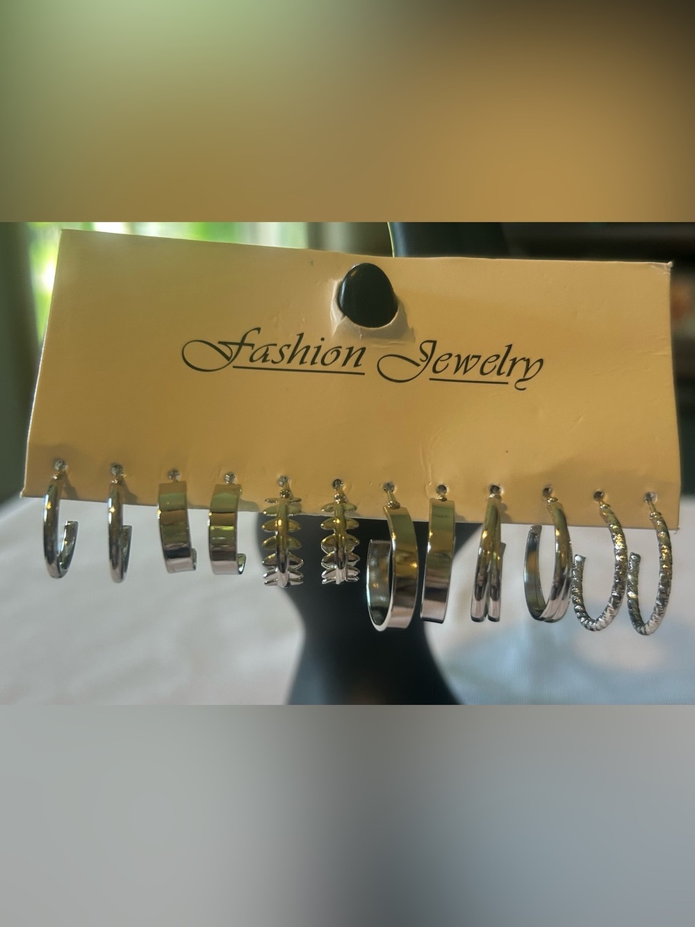 Fashion Jewelry 6 pair Silver-Tone Mixed Hoop Earring Set - Picture 1 of 2